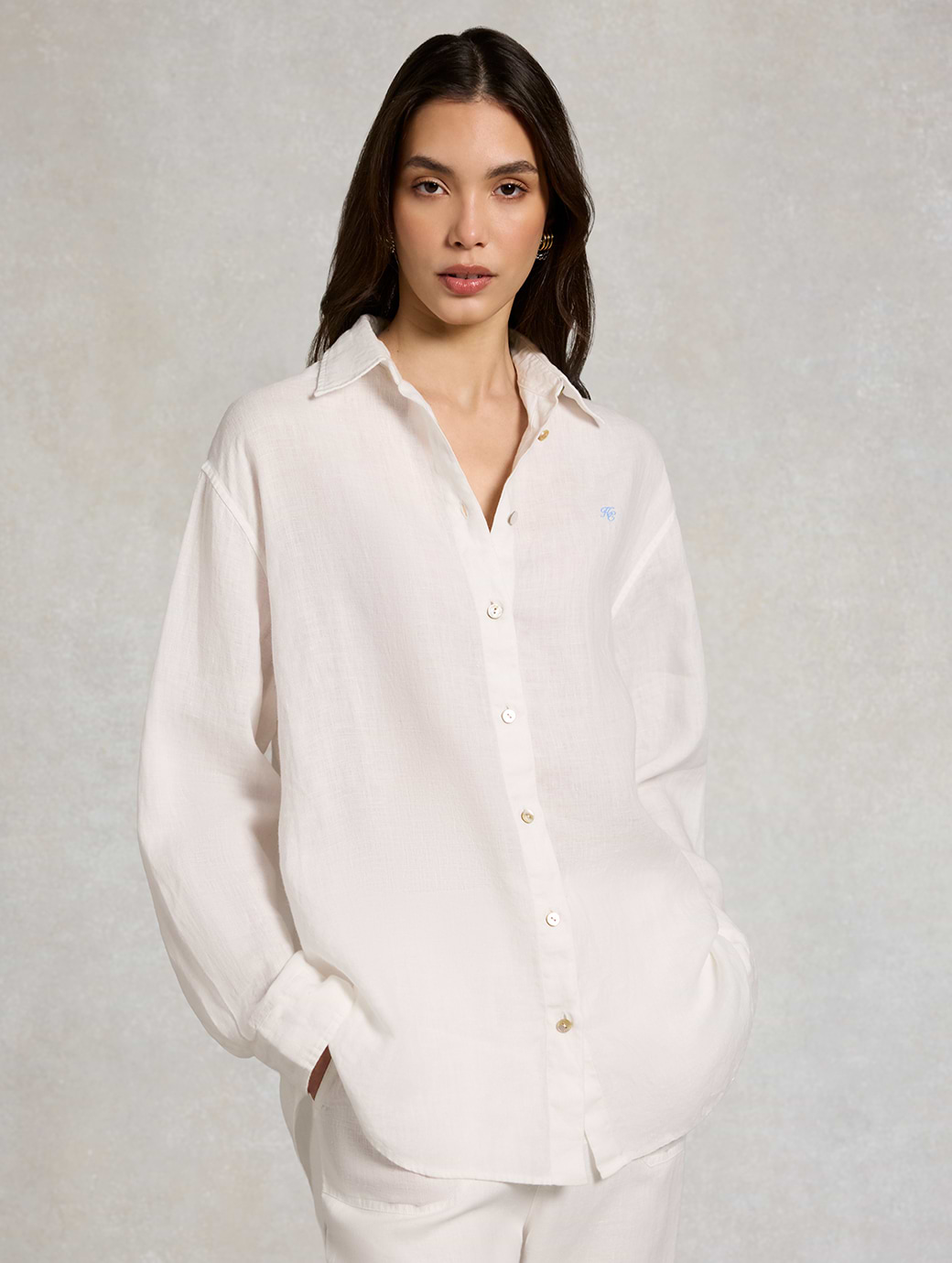 Holland Cooper Women's Amalfi Linen Shirt White