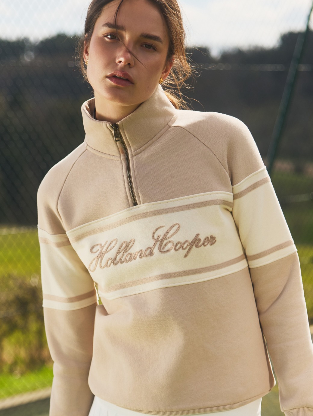 Holland Cooper Women's Signature Quarter Zip Sweat Grey