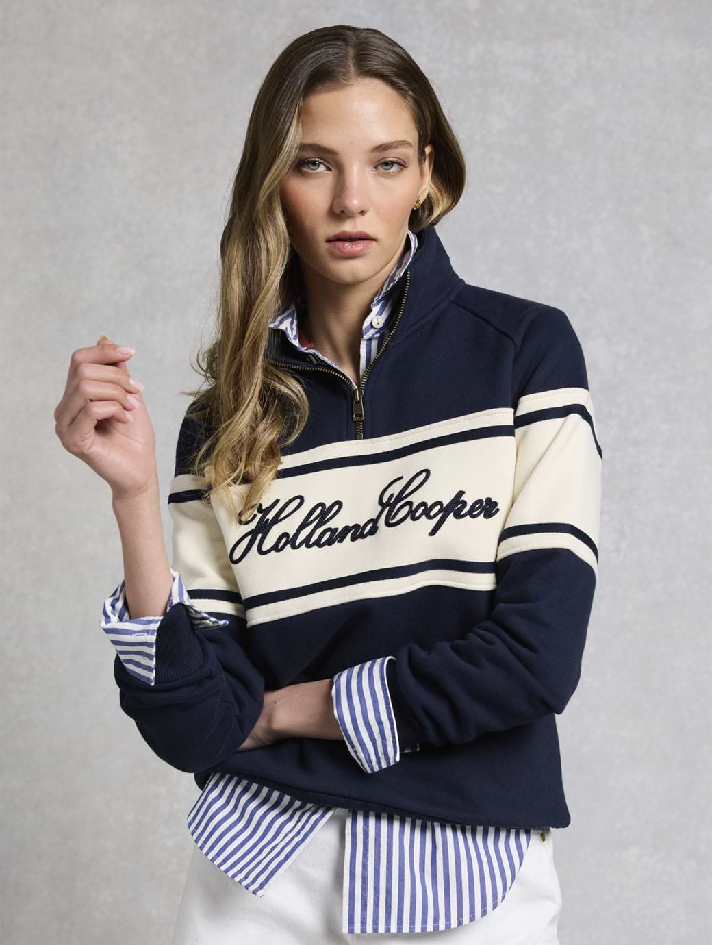 Holland Cooper Women's Signature Quarter Zip Sweat Navy