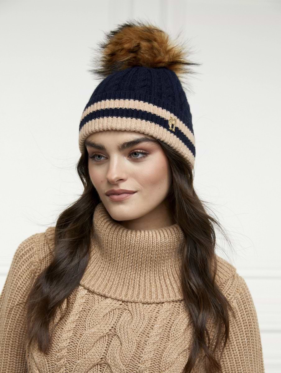 Holland Cooper Zoe Bobble Hat Ink Navy