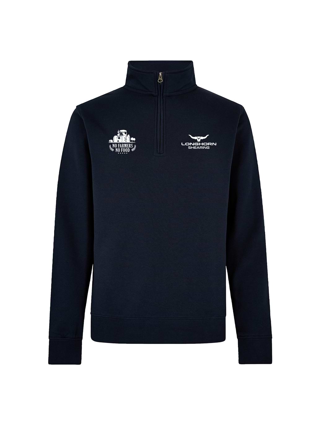 Horner Shearing Longhorn 'No Farmers, No Food' 1⁄4 Zip Sweat Navy