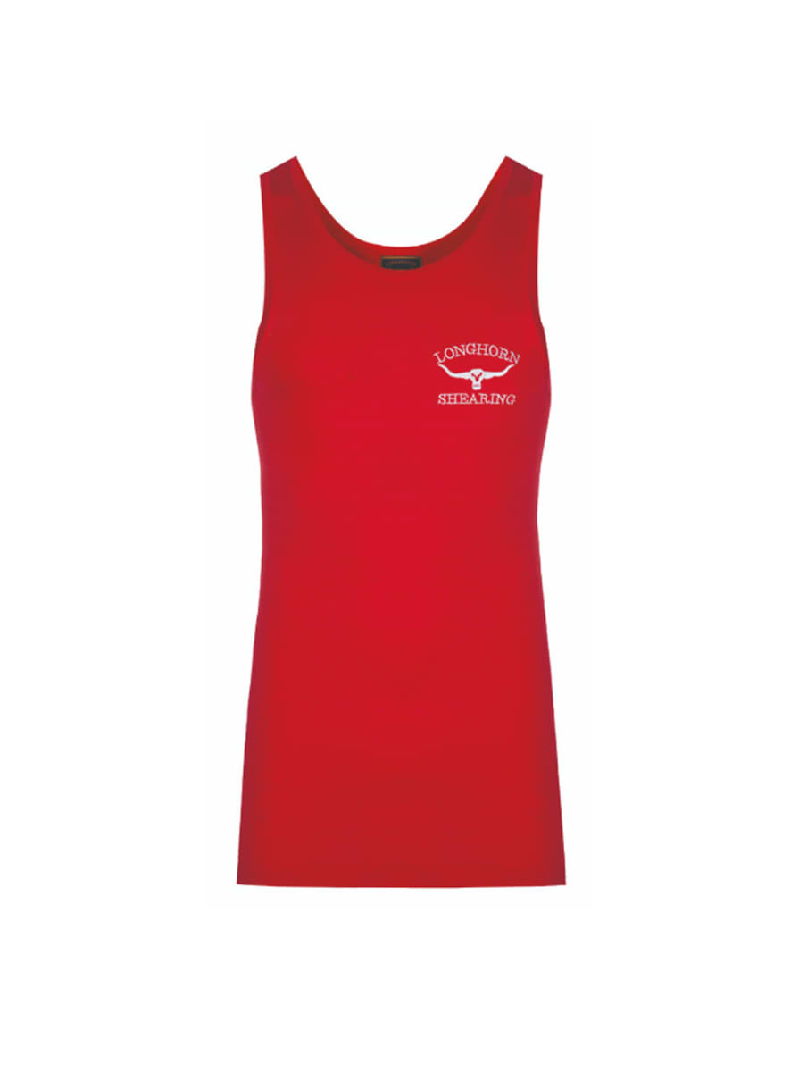 Horner Shearing Longhorn Wool Singlet Red