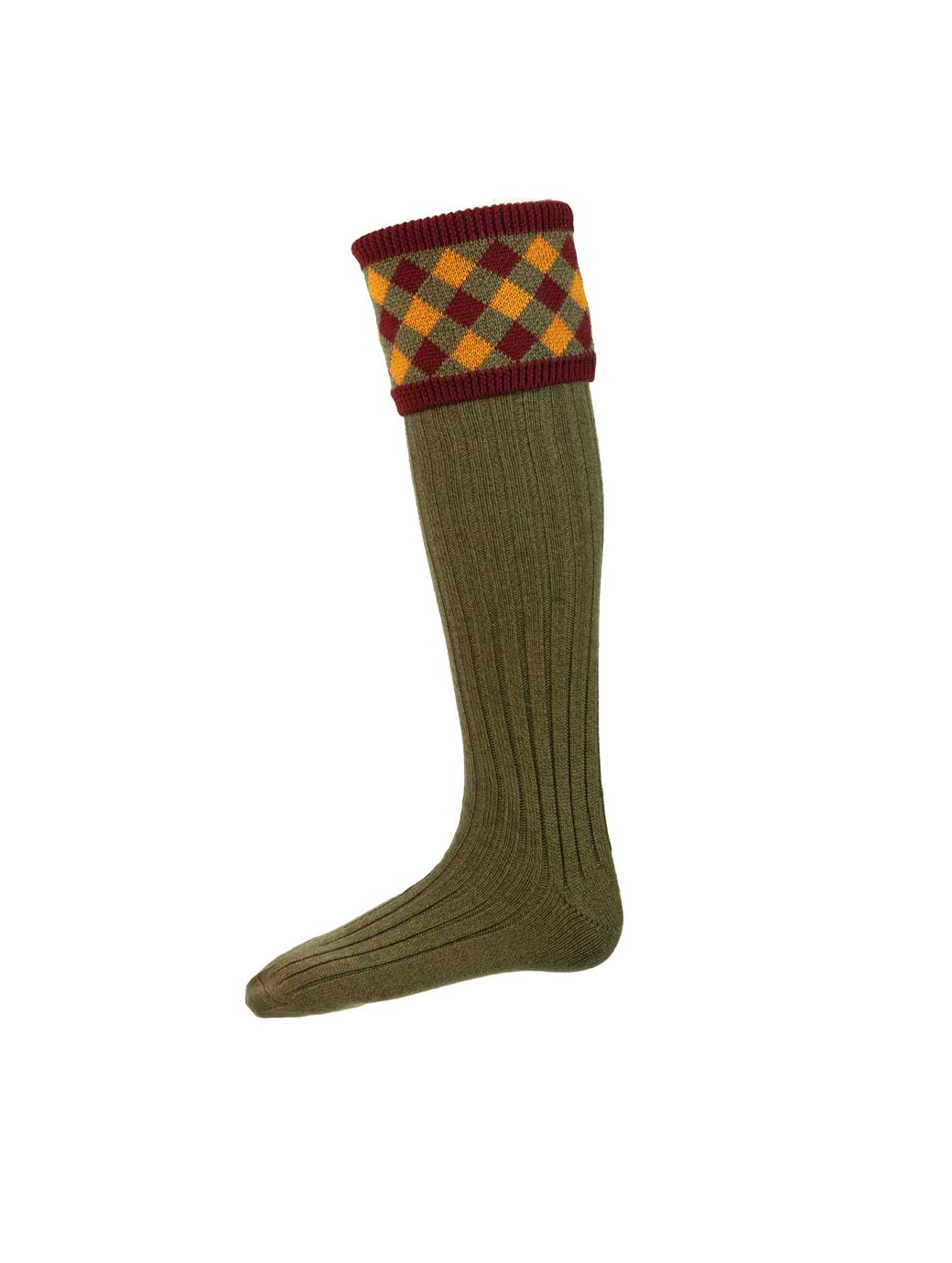 House of Cheviot Chequers Socks Bracken