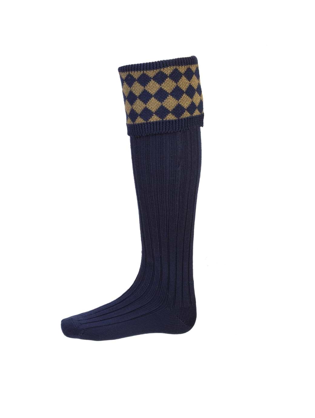 House of Cheviot Chessboard Socks Navy