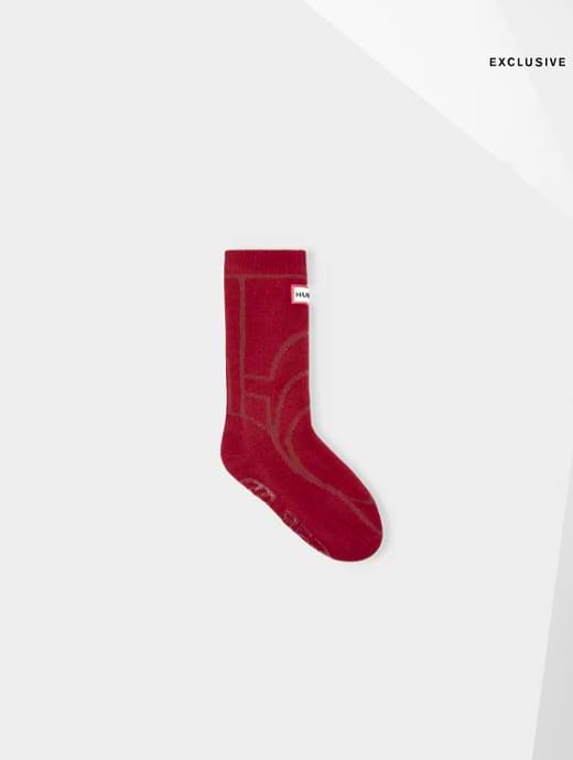 Hunter Kids Original Boots Slipper Sock Red