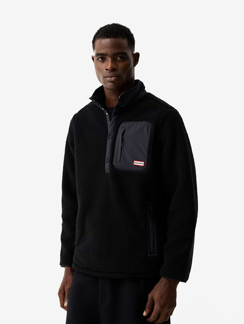 Hunter Men's Athol Half Zip Borg Fleece Jacket Black