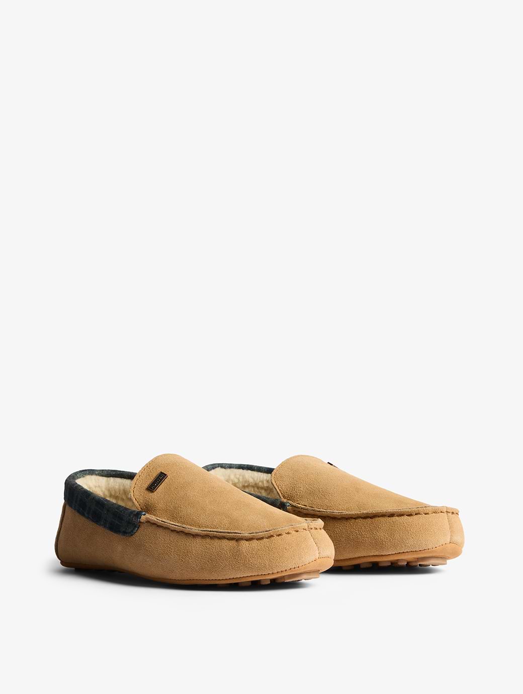 Hunter Men's Moccassin Slipper Tartan Collar Biscuit