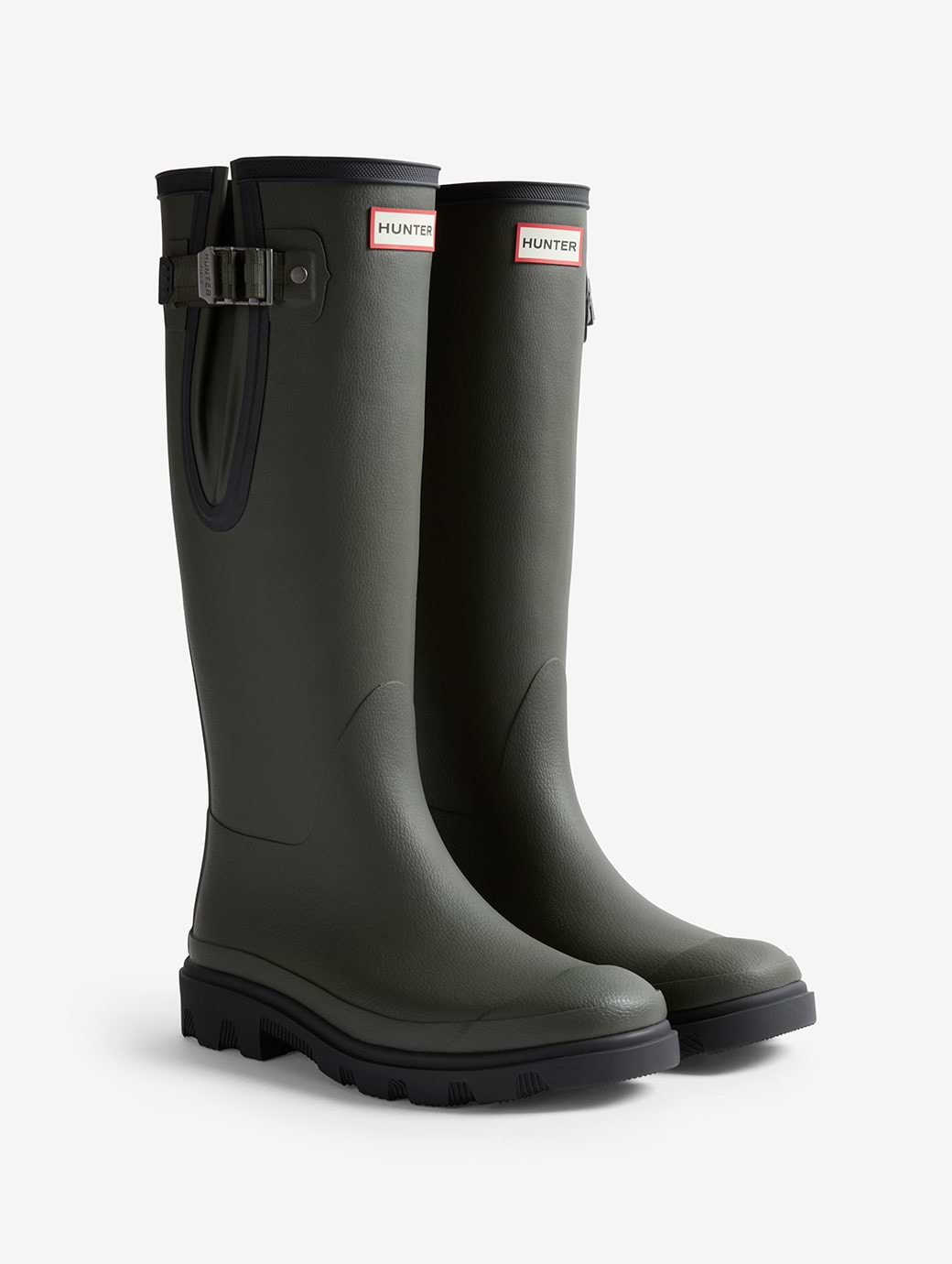 Hunter Women's Downpour Adjustable Boot Dark Olive/Black