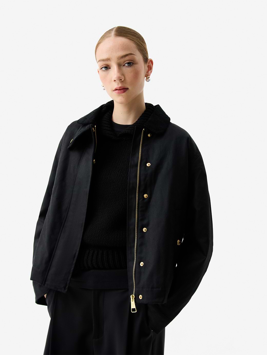 Hunter Women's Leith Oversized Waxed Jacket Black