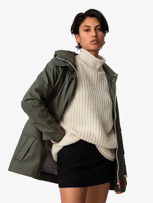 Hunter lightweight rubberised olive rain mac shop