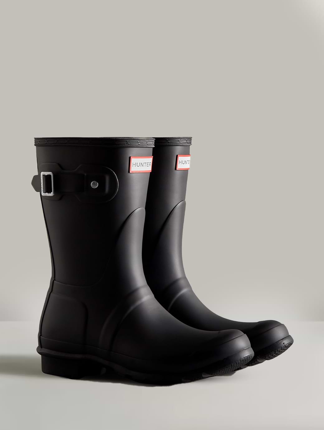 Hunter short black gloss boots on sale