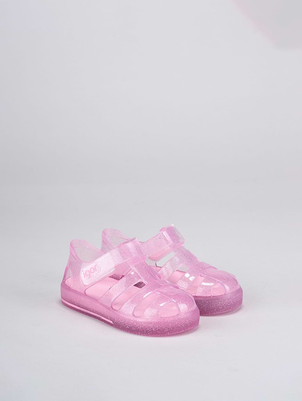Igor Girl's Star Glitter Sandal Rosa