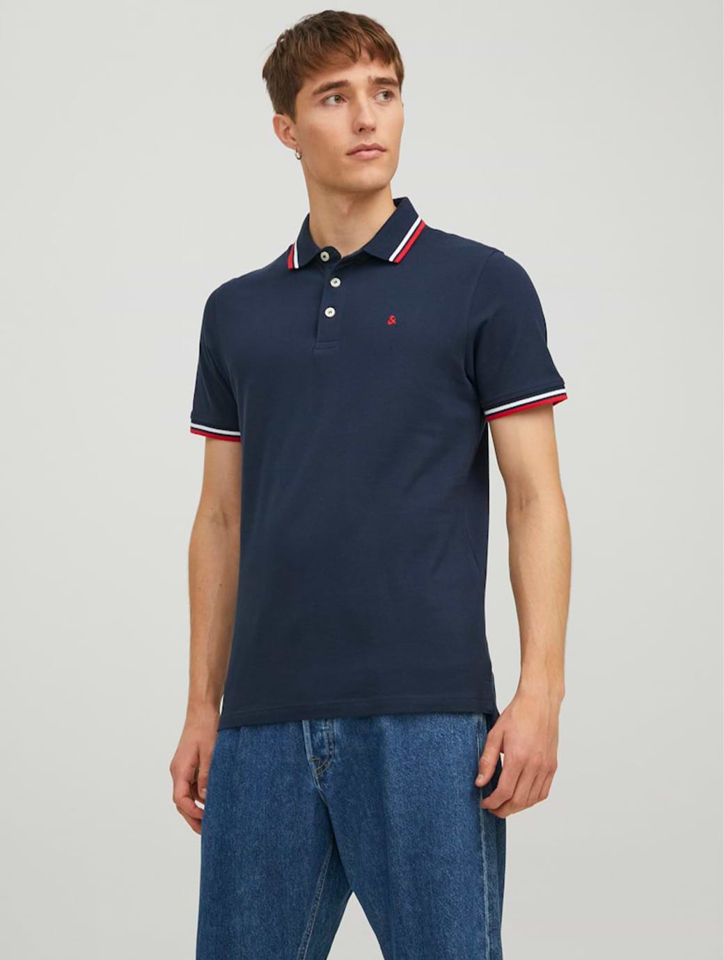 Jack & Jones Essentials Men's Slim Fit Paulos Short Sleeve Polo Navy Blazer