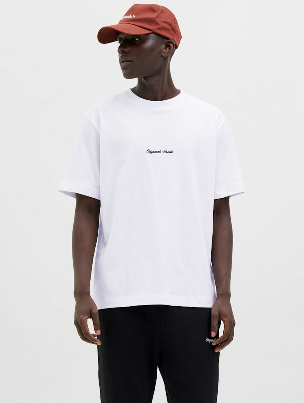 Jack & Jones Original Men's Norrebro Embroidered Short Sleeve Crew Neck Tee Bright White