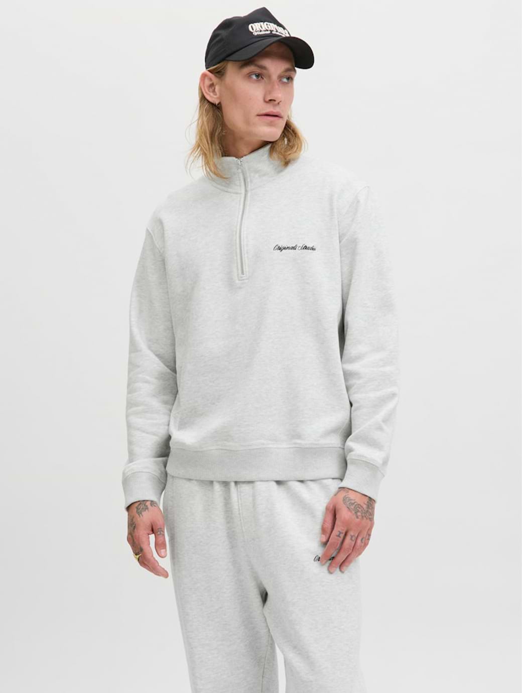 Jack & Jones Originals Men's Norrebro Embroidered High Neck Sweat White Melange