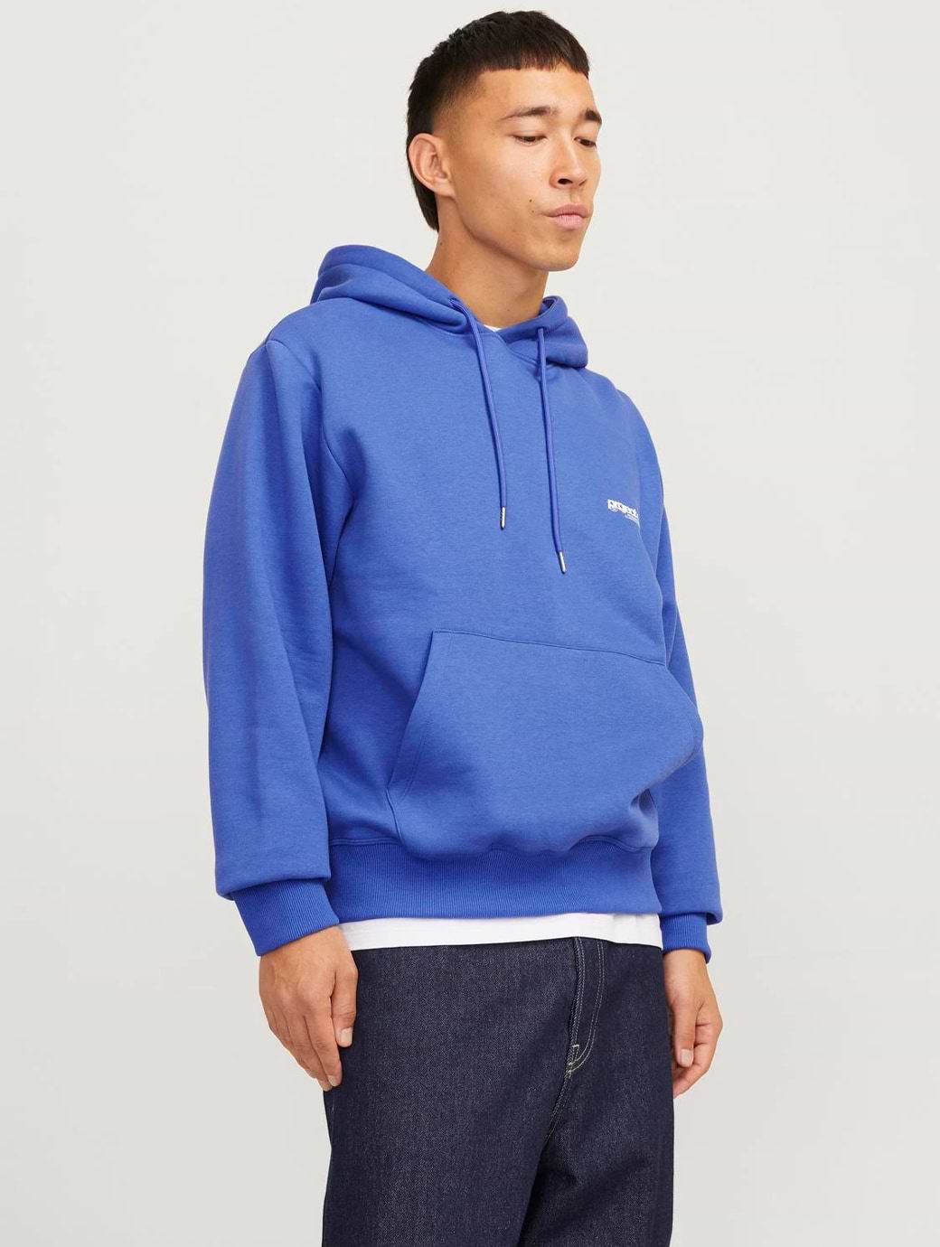 Jack & Jones Core Union Print Hooded Sweat Beaucoup Blue