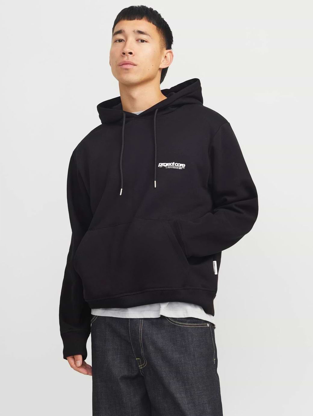 Jack & Jones Core Union Print Hooded Sweat Black