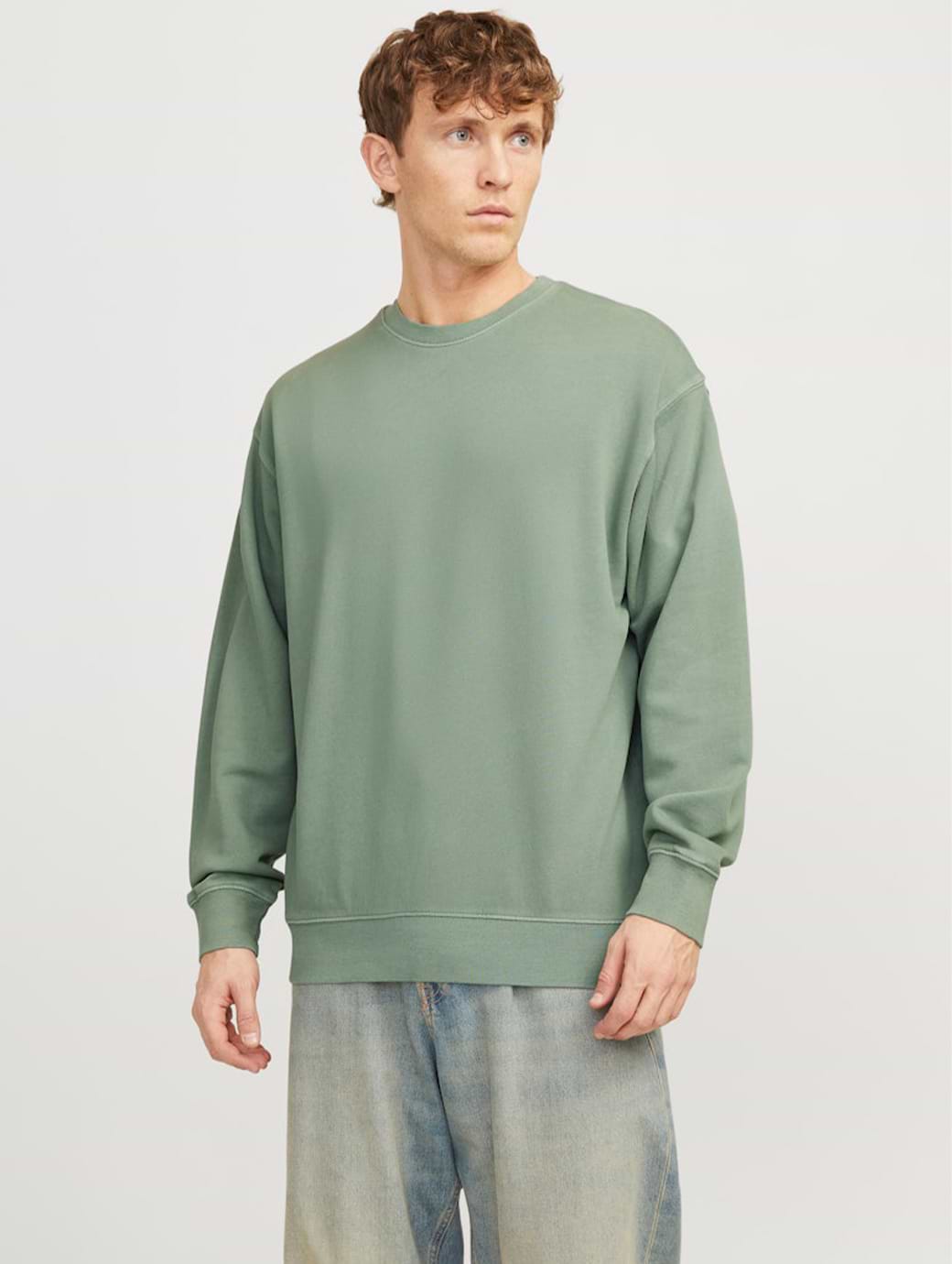 Jack & Jones Essentials Charge Faded Crew Neck Sweat Iceberg Green