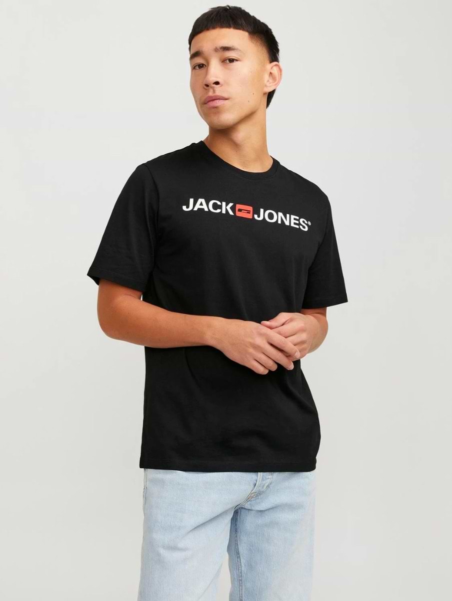 Jack & Jones Essentials Corp Old Logo Short Sleeve O-Neck Tee Black