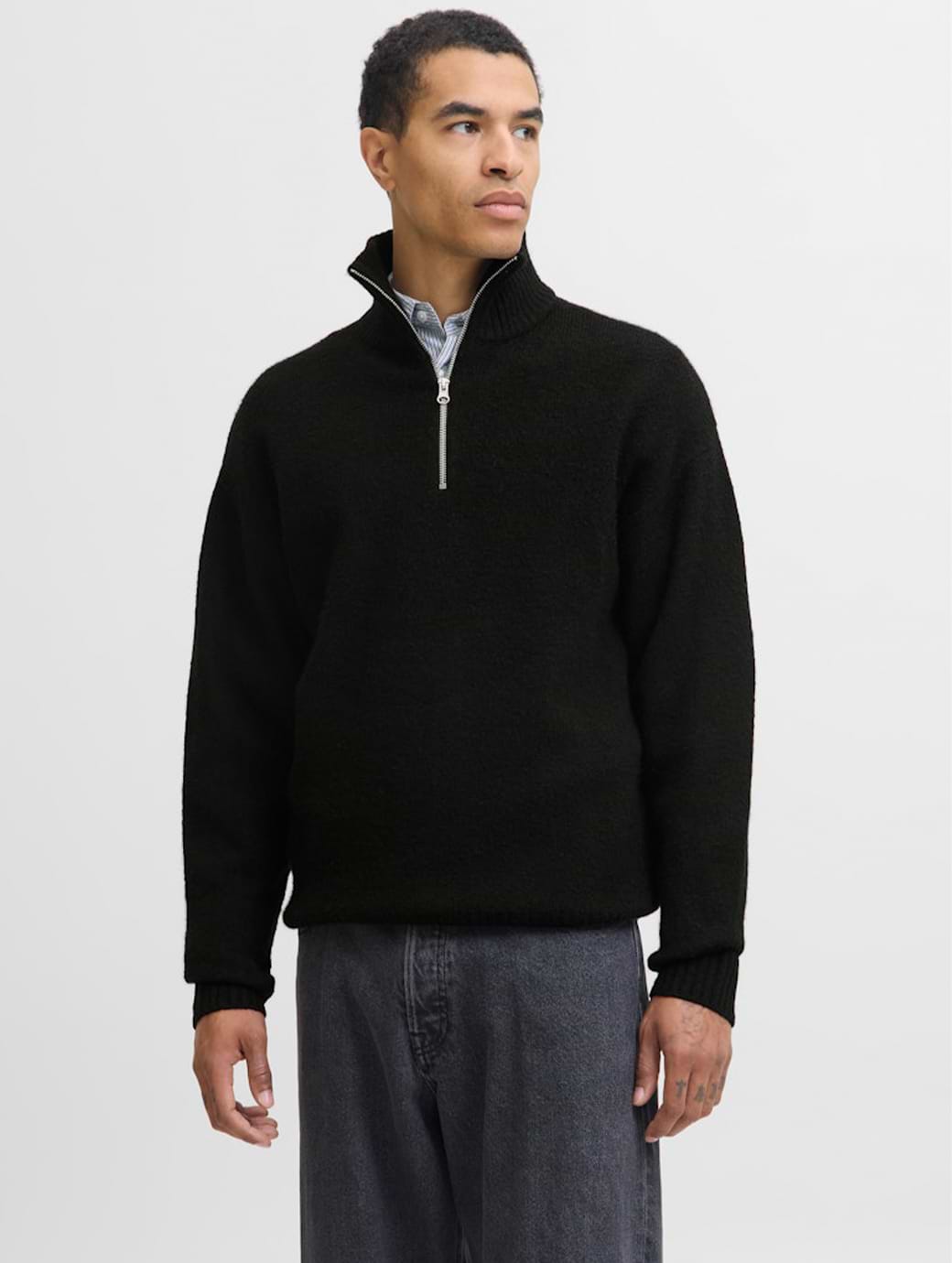 Jack & Jones Essentials Men's Soho Ollie Half Zip Knit Black