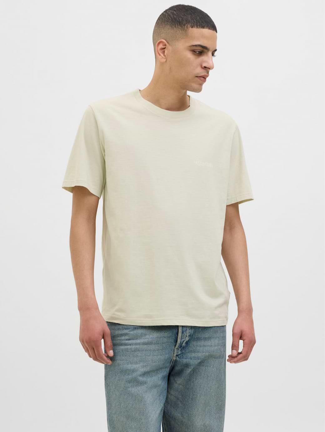 Jack & Jones Originals Canggu Slub Short Sleeve Element Back Tee Celadon Tint
