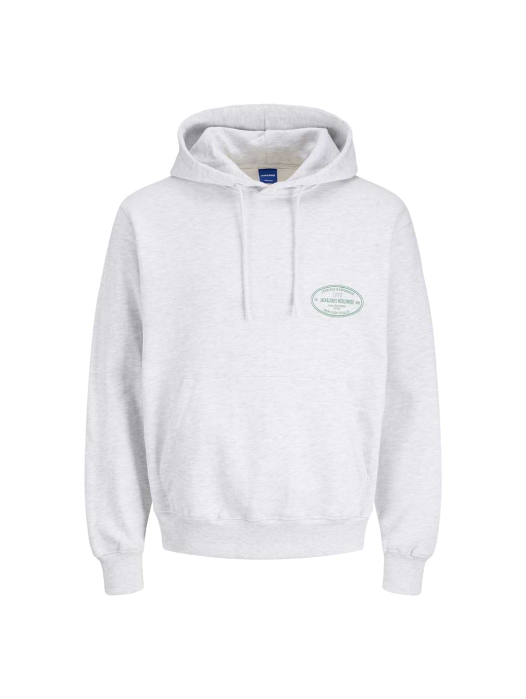 Jack & Jones Originals Men's York Graphic Hooded Sweat Bright White Melange