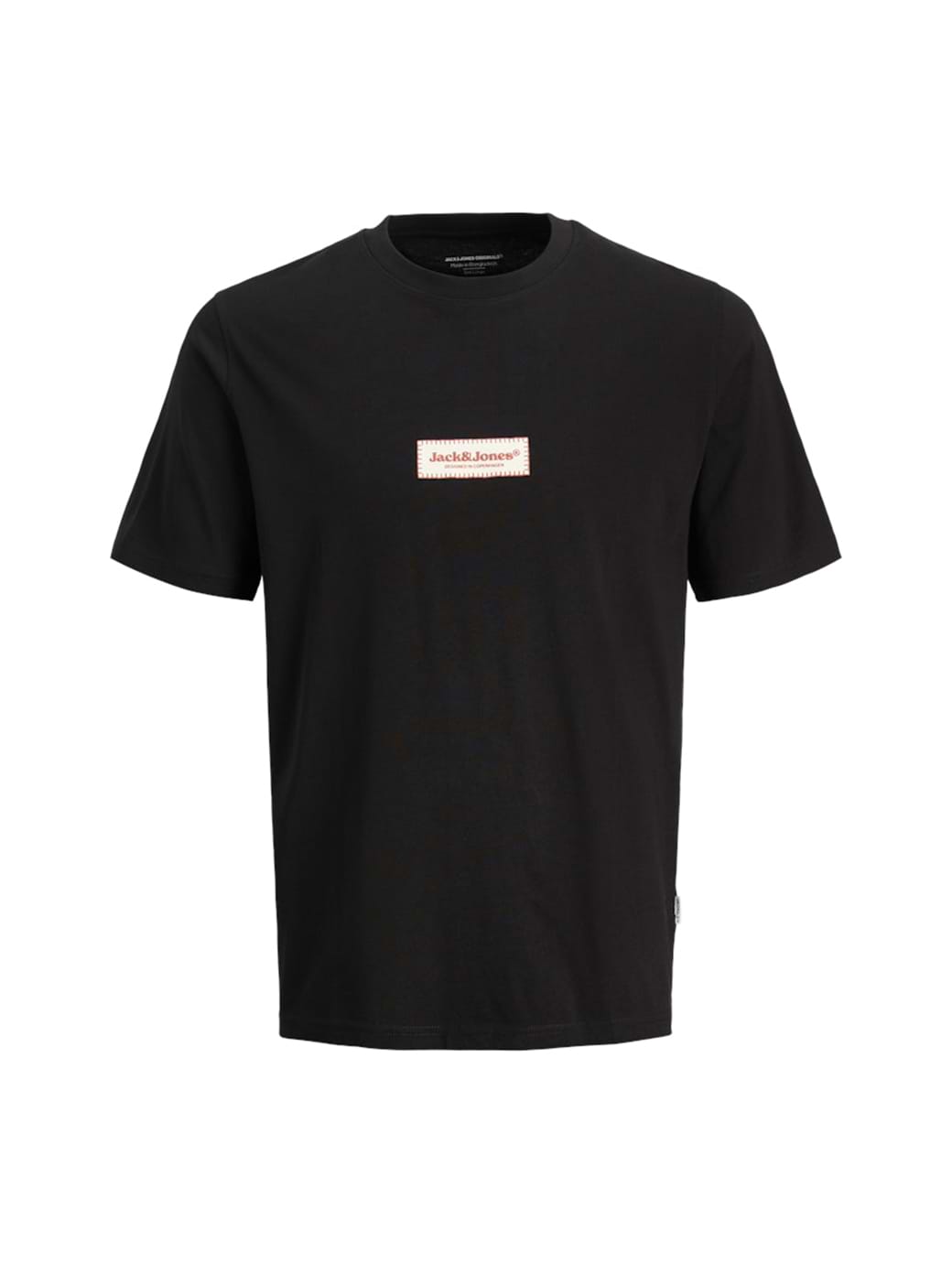 Jack & Jones Originals Split Fake Stitch Branding Short Sleeve Tee Black