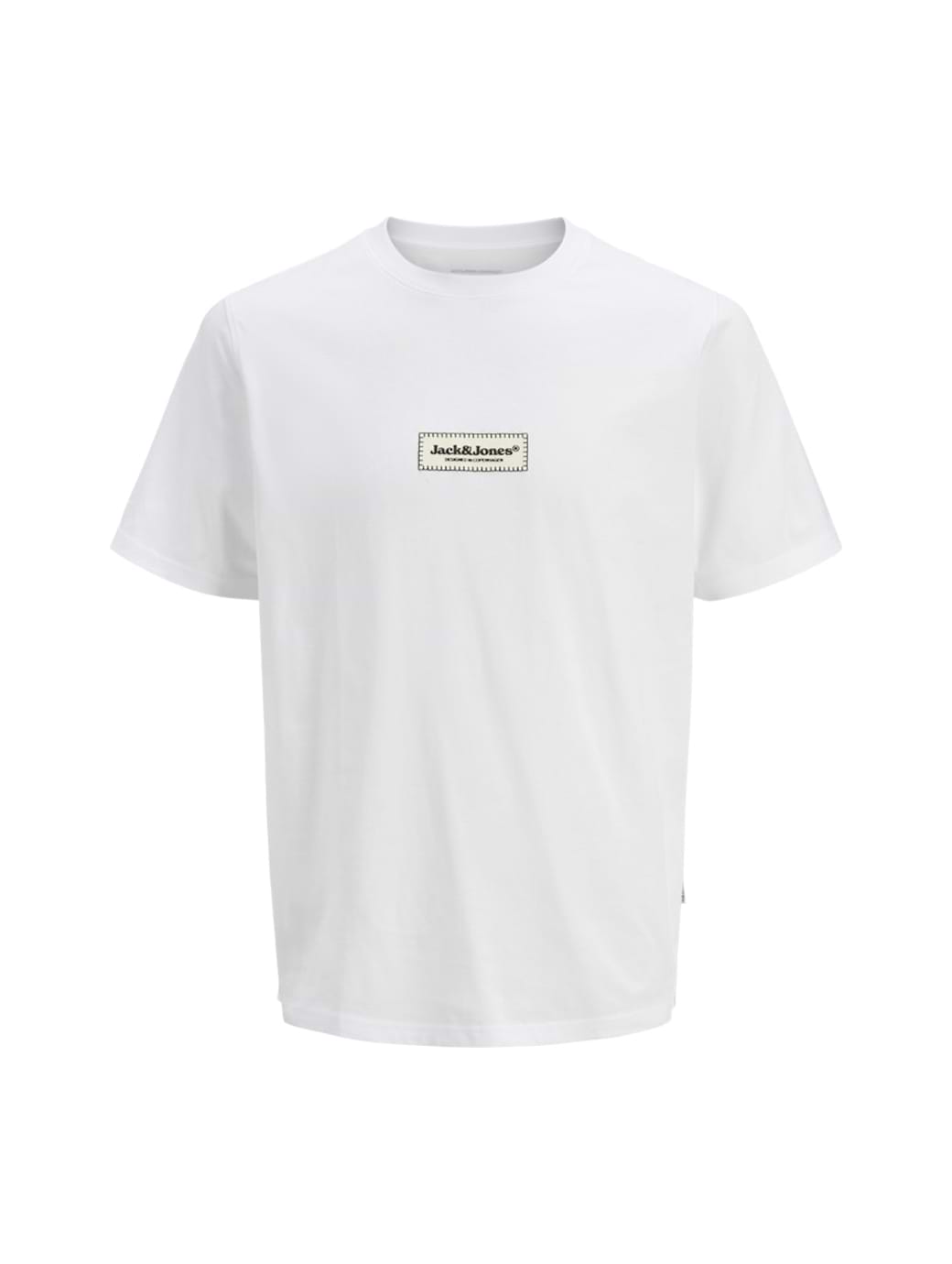 Jack & Jones Originals Split Fake Stitch Branding Short Sleeve Tee Bright White