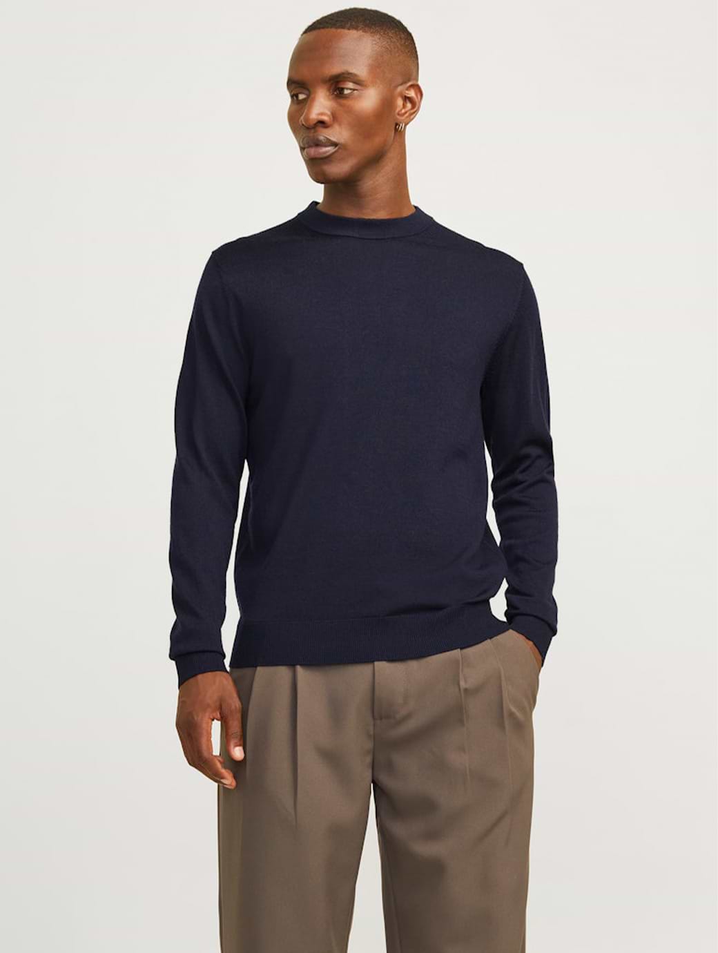 Jack & Jones Premium Men's Milano Crew Neck Stitch Knit Night Sky