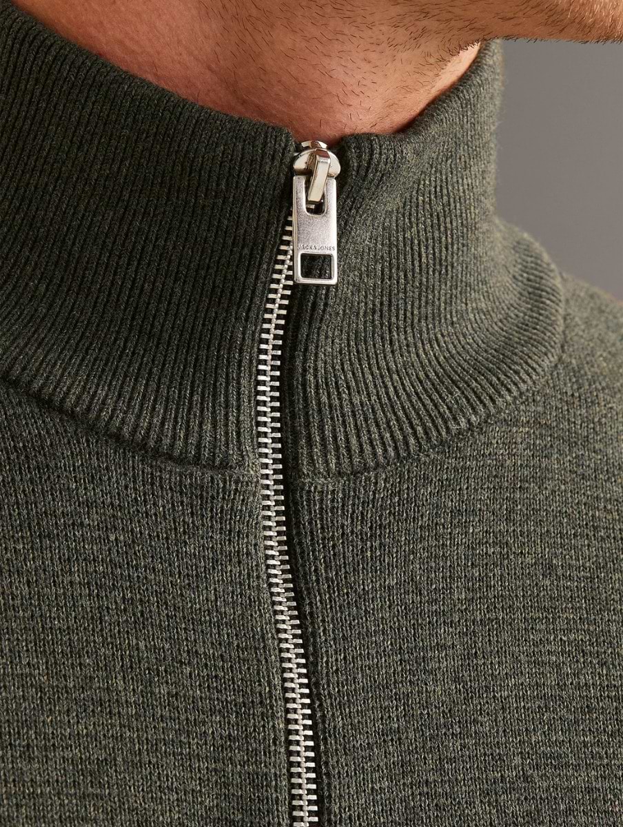 Jack & Jones Premium Milano Stitch Half Zip Peat Melange
