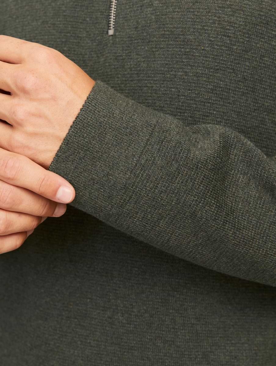 Jack & Jones Premium Milano Stitch Half Zip Peat Melange