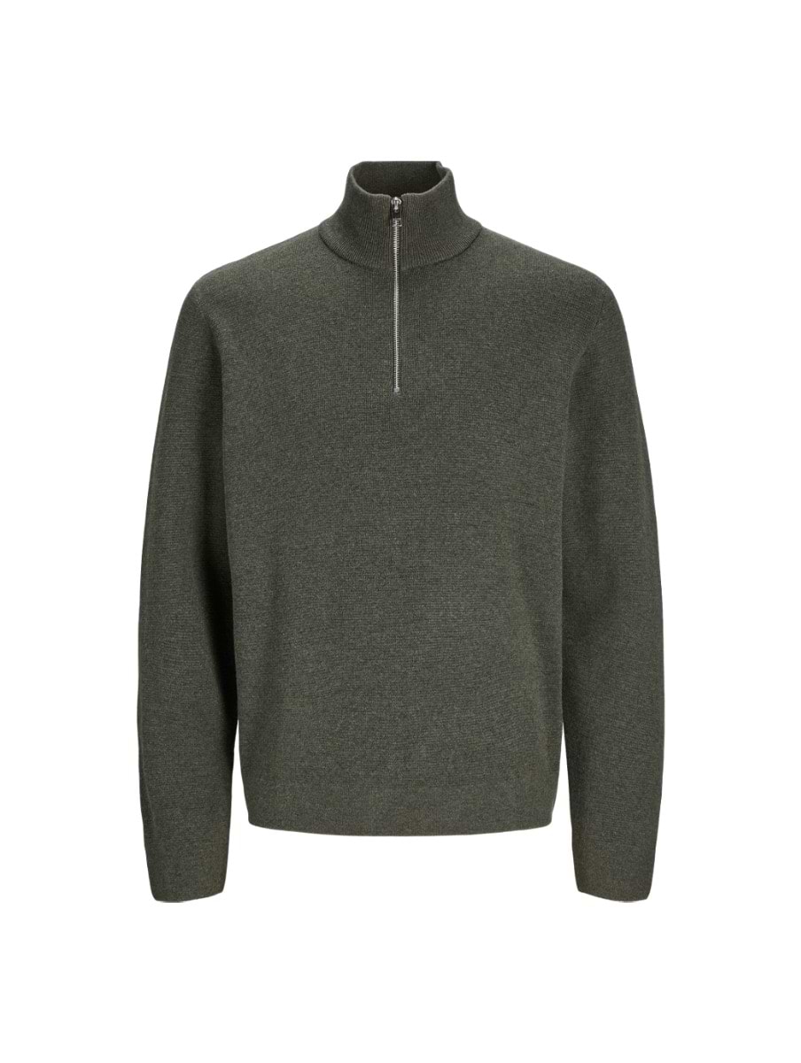 Jack & Jones Premium Milano Stitch Half Zip Peat Melange