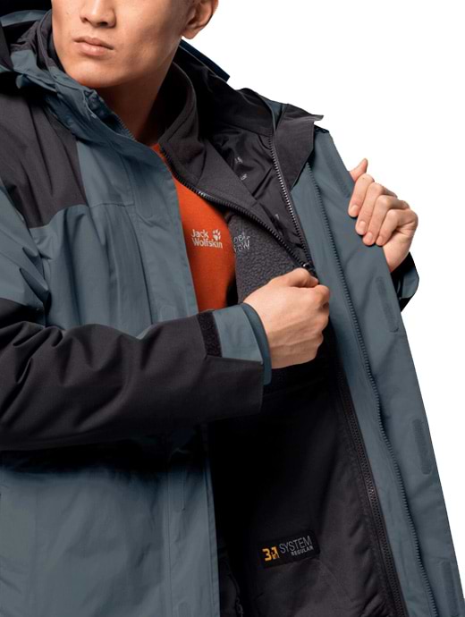 Jack Wolfskin Men s Thorvald 3 in 1 Hardshell Jacket Storm Grey