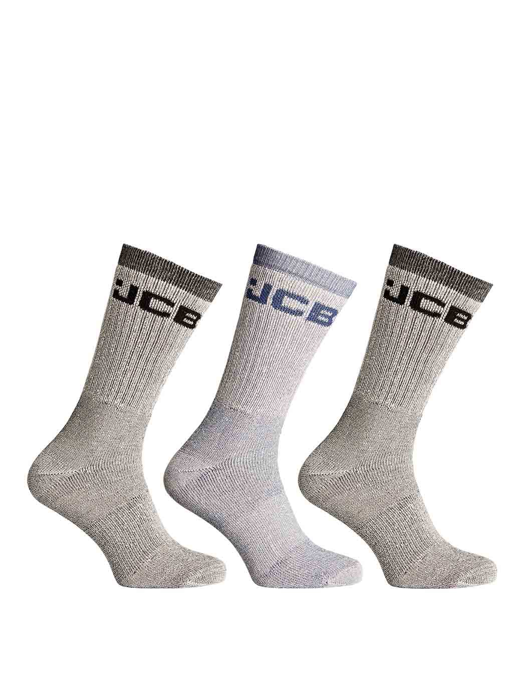 JCB Men's 3-Pack Outdoor Casual Socks Grey Mix -UK 6-11