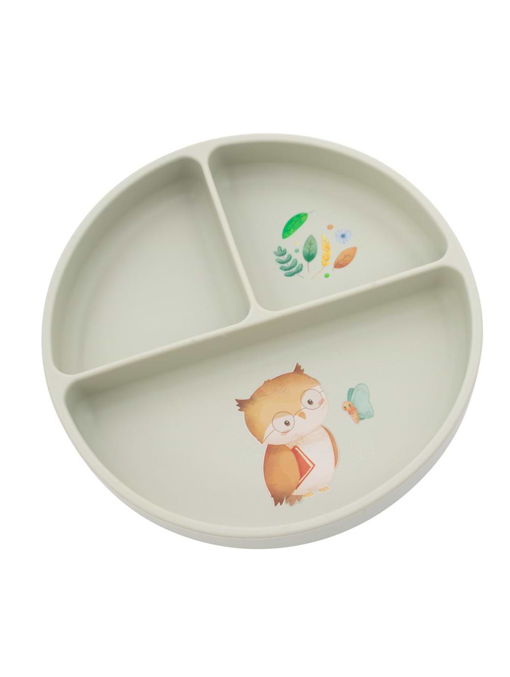 Jumini Silicone 3-Section Suction Plate - Owl Sage