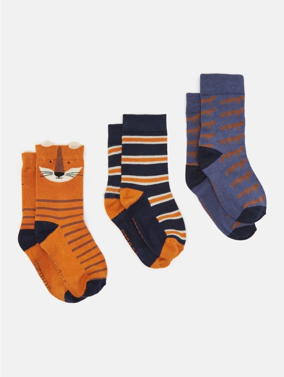 Joules Boy's Eat Feet Socks Fox (3-pack)