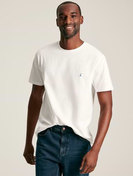 Joules Men s Denton Plain Jersey Crew Neck T Shirt White