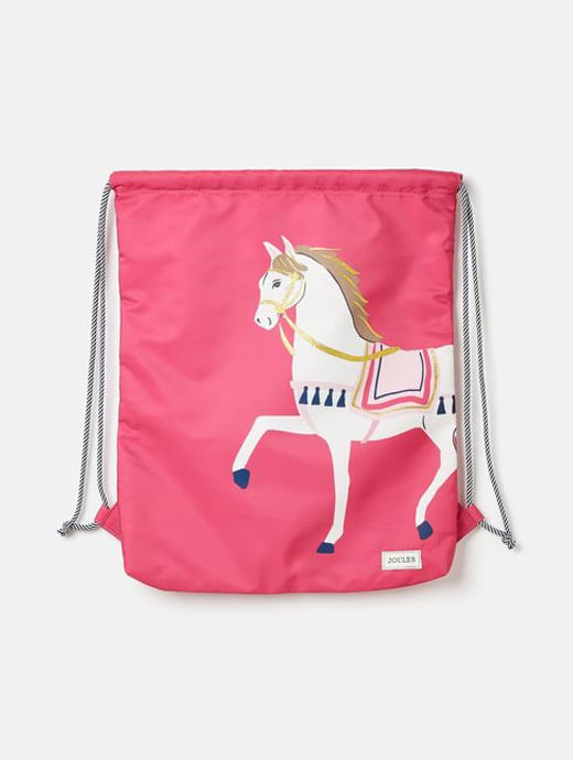 Joules Girl's Adventurer Kids' Horse Drawstring Bag Pink