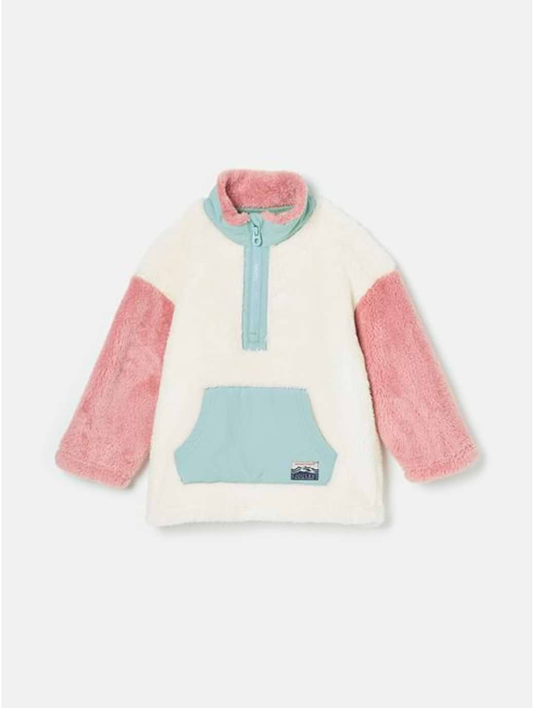Joules Girl's Always Cosy Half Zip Fleece Cream Colourblock