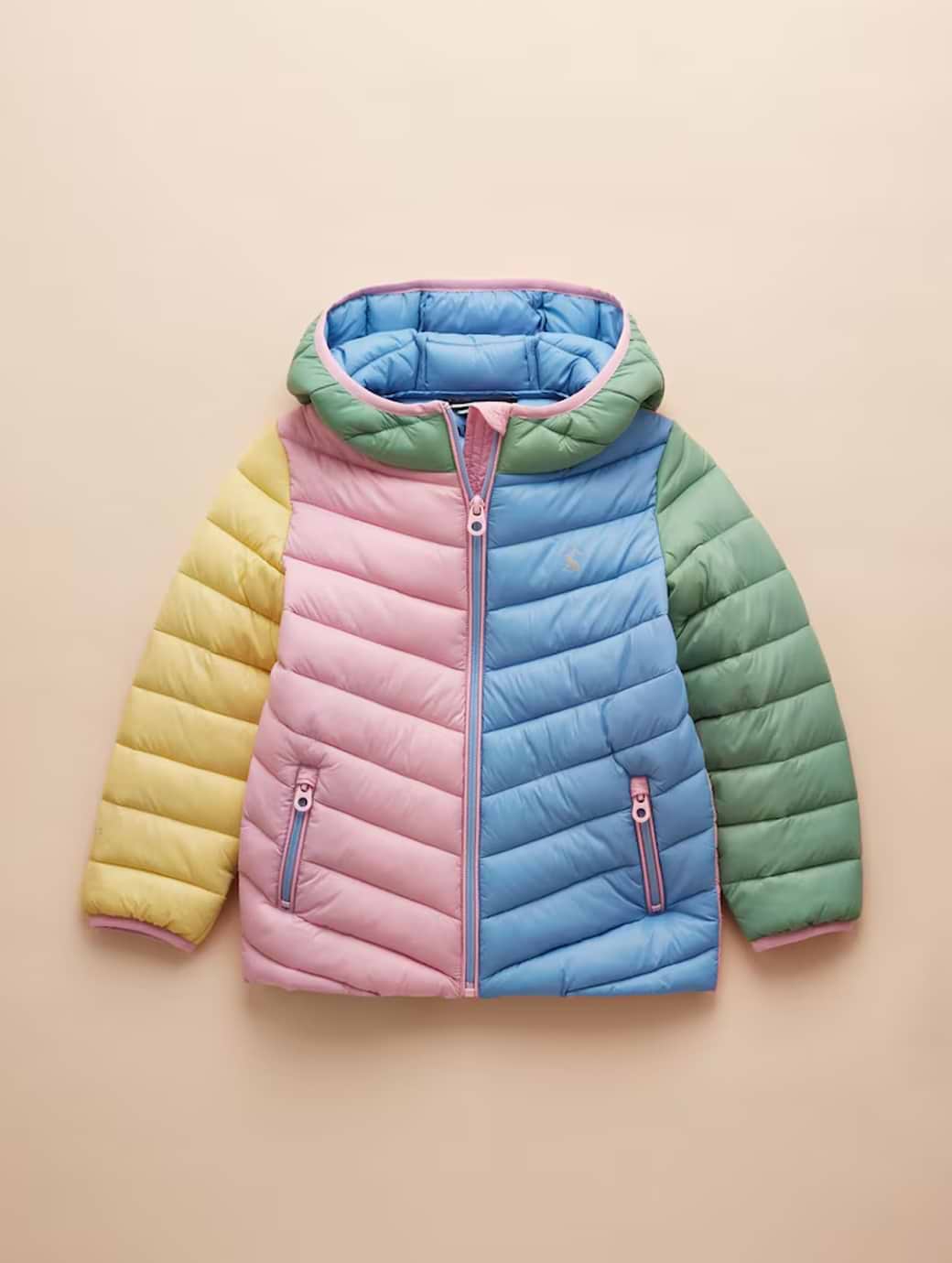 Joules Girl's Cairn Showerproof Padded Coat Blue Hotchpotch 