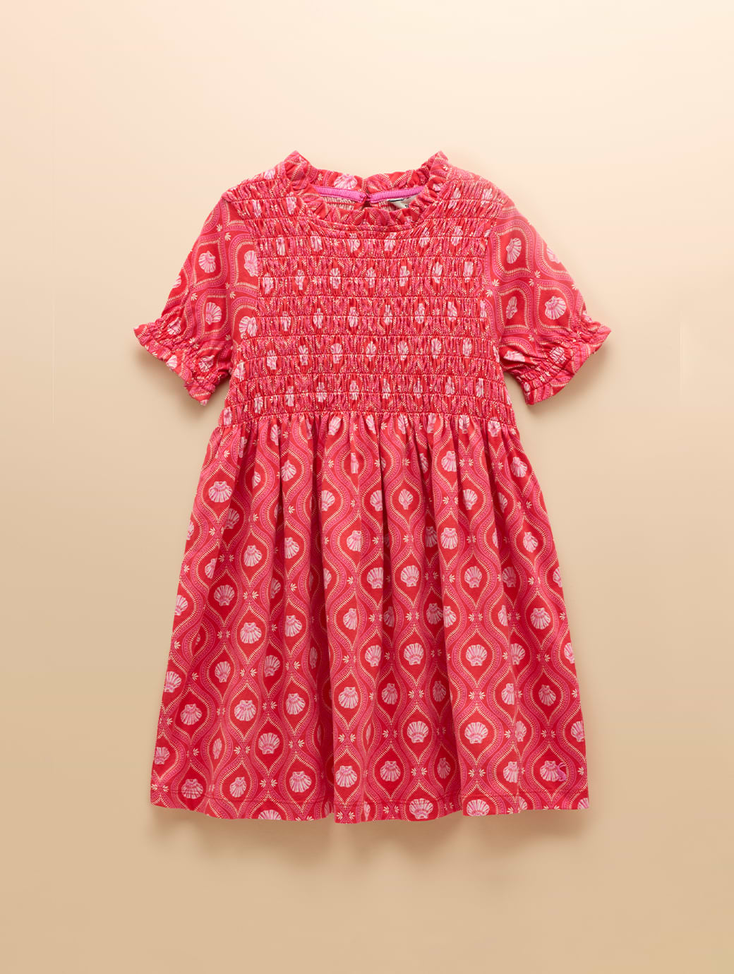 Joules Girl's Gracie Short Sleeve Dress Red Seashells