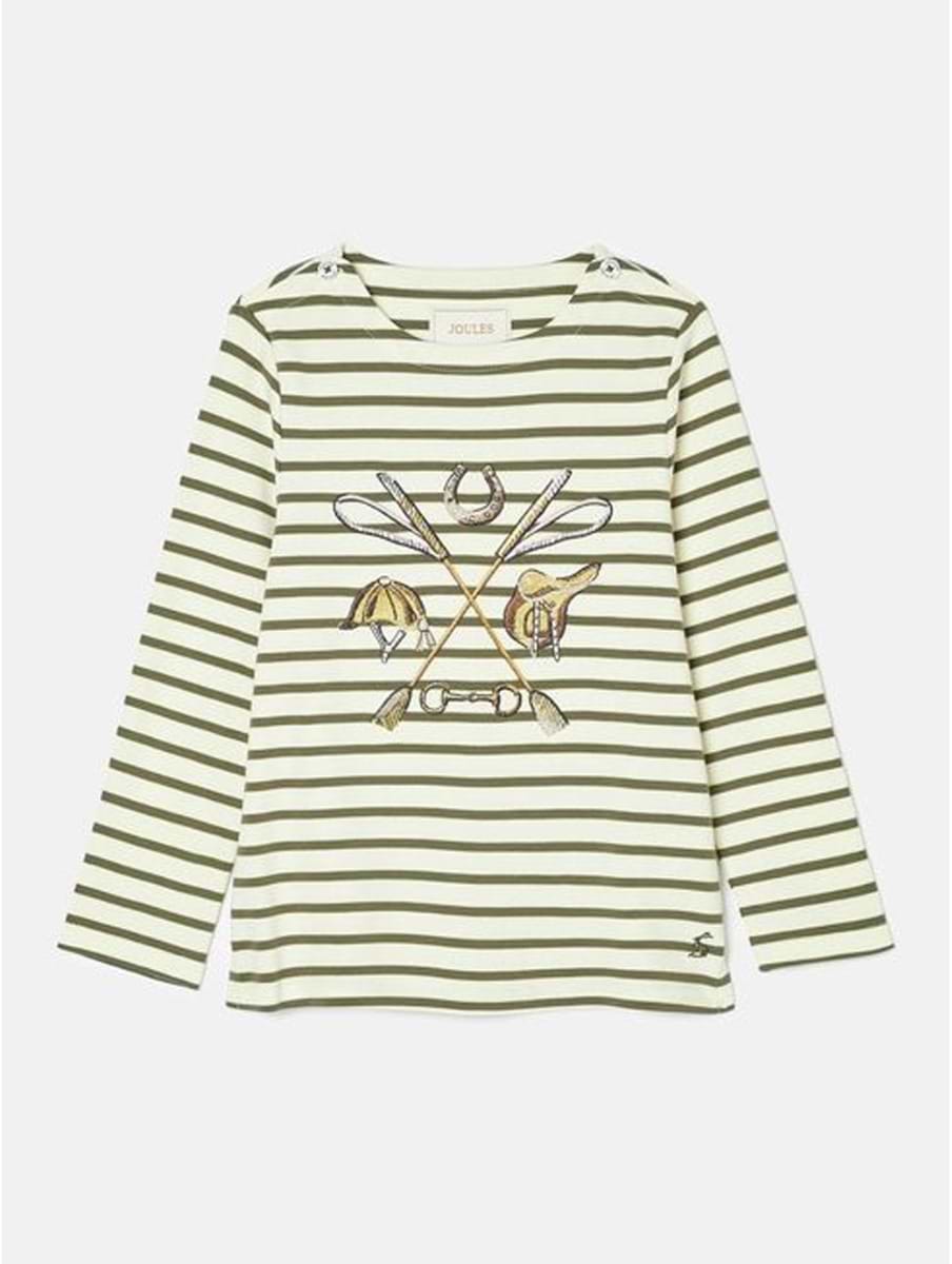 Joules Girl's Harbour Long Sleeve Jersey Stripe Green