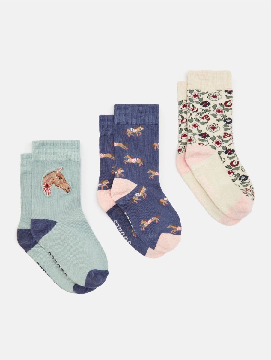 Joules Girl's Neat Feet Socks Equest (3-pack)