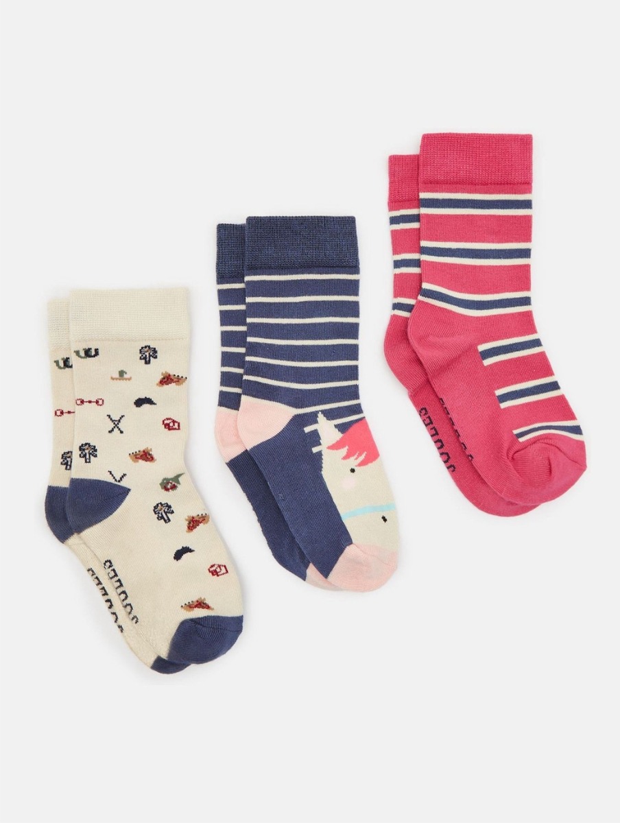 Joules Girl's Neat Feet Socks Horse (3-pack)
