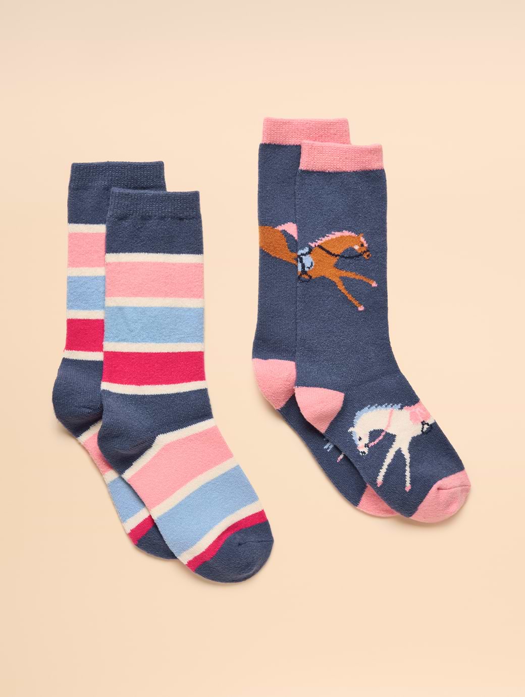 Joules Girl's Warmly Socks Navy/Pink
