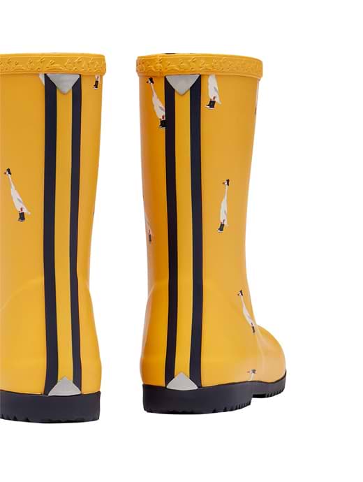 Joules JNR Printed Roll Up Wellies Gold Ducks
