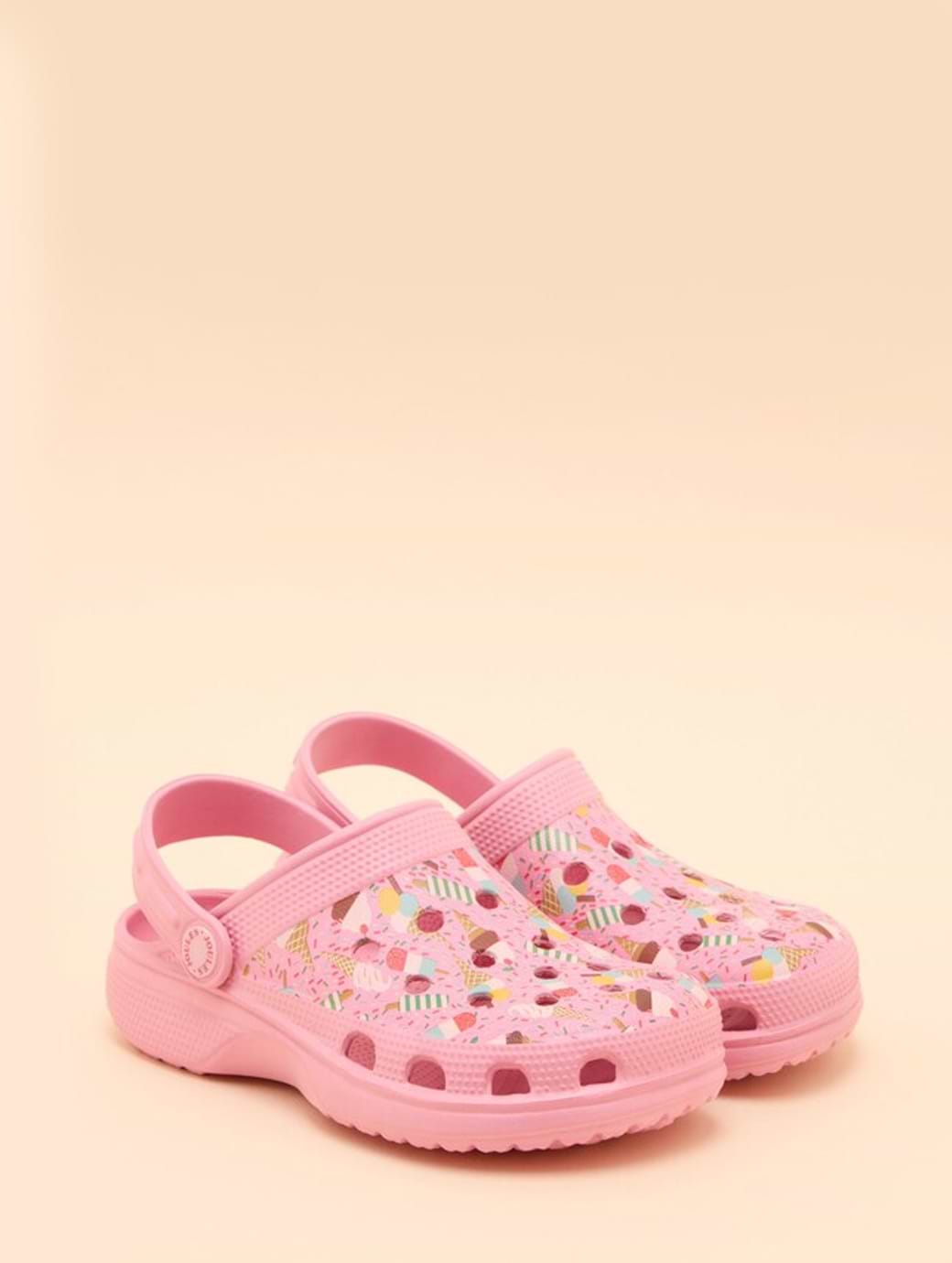Joules Junior Kids' Poole Slip On Clogs Pink Ice Creams 