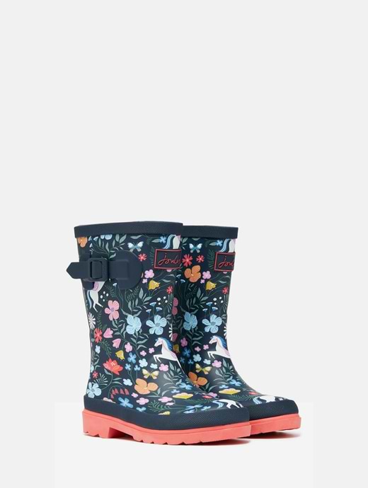 Joules Junior Printed Welly Navy Horse