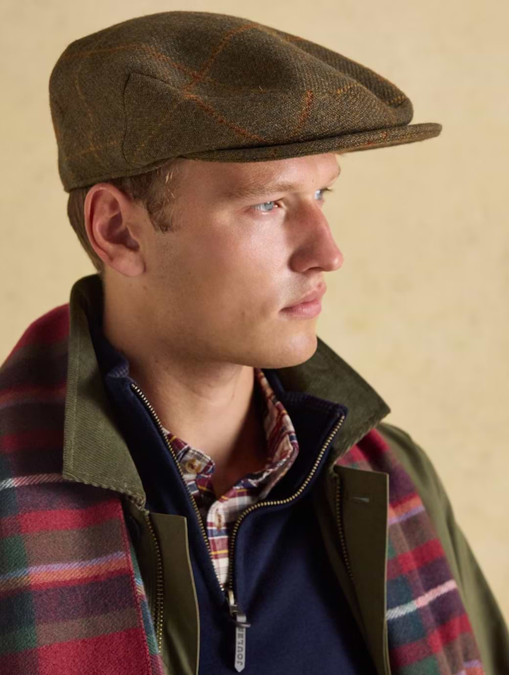Joules Men's Ashby Flat Cap Khaki Green