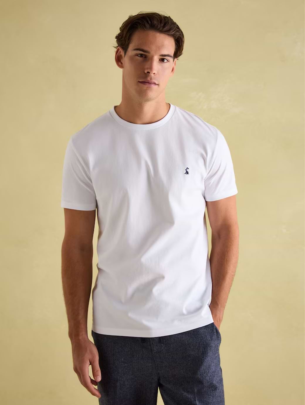 Joules Men's Denton Plain Jersey Crew Neck T-Shirt White